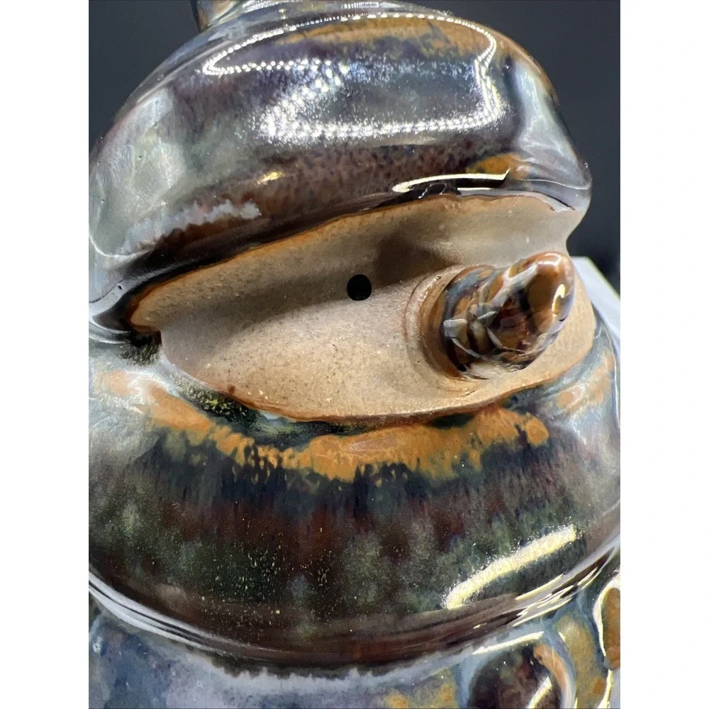 Kirklands Potters Garden Stoneware Snowman Figurine Drip Glaze Holiday Winter